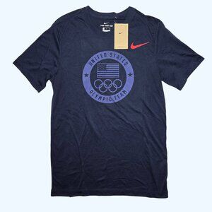 NEW Nike Team USA Olympics Crest Heritage Blue Shirt TShirt Mens Small NWT